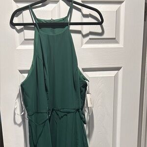 David’s Bridal bridesmaid juniper green high neck long Dress